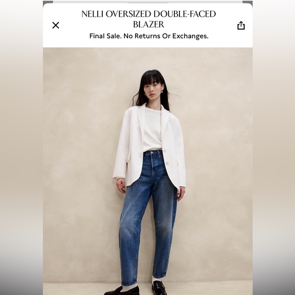 Banana Republic Oversized Nellie Double-faced Wool Blend Blazer. Size Large - Picture 1 of 6